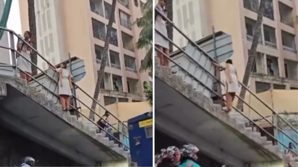 Schoolgirls Risk Lives on Closed Foot Over Bridge in Vikhroli, Mumbai | Viral Video Raises Safety Alarm