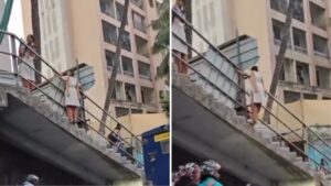 Schoolgirls Risk Lives on Closed Foot Over Bridge in Vikhroli, Mumbai | Viral Video Raises Safety Alarm