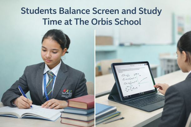Students Balance Screen and Study Time at The Orbis School