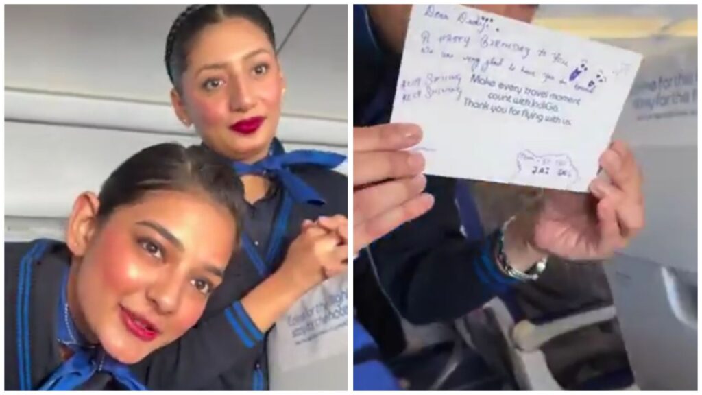 IndiGo Cabin Crew Surprises Grandmother With Birthday Wishes and Treats During Flight