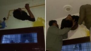 Watch: Robbery Goes Wrong as Thief Gets Trapped in Exhaust Fan!
