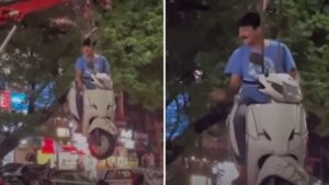 Man Clings To Scooty As Crane Tows It Away, Viral Video Sparks Debate Online