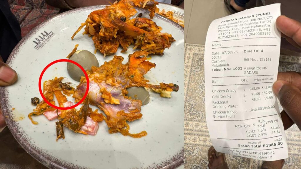 Cockroach Found in Chicken Biryani at Pune’s Camp-Based Persian Darbar, Customer Files Complaint