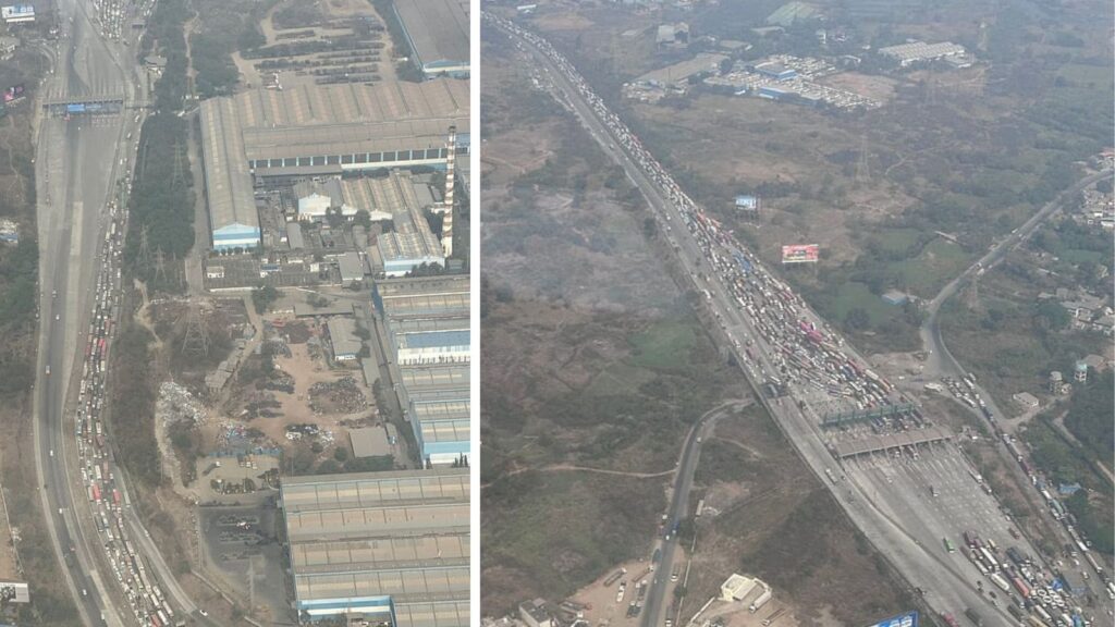 ‘Eagle-Eye’ Aerials Reveal Over 30 Km Gridlock as Mumbai–Pune Expressway Comes to a Standstill
