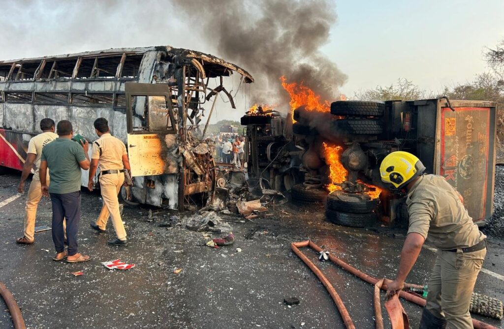 Bus-Lorry Collision Turns Fatal In Andhra Pradesh, Over 14 Burnt Alive