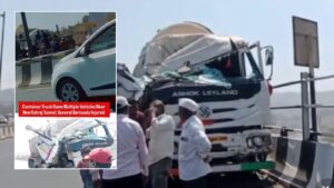 Container Truck Rams Multiple Vehicles Near New Katraj Tunnel; Several Seriously Injured