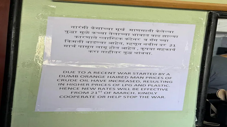 “Dumb War by Orange-Haired Man” Forces Price Hikes: Pune Eatery’s Witty Notice Goes Viral
