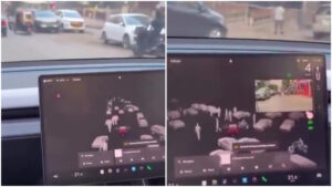 ‘Tesla Gets a Brain Freeze’: Viral Clip Captures Carmaker’s Tech Navigating Chaotic Indian Traffic