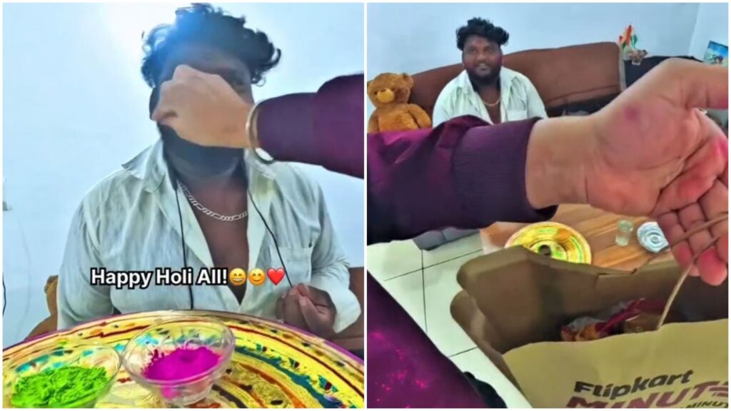 Watch: Bengaluru Man Surprises Delivery Agent With Gulal, Sweets And Snacks On Holi; Heartwarming Video Wins The Internet