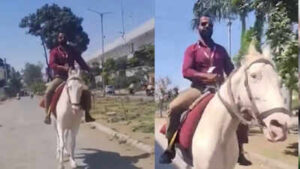 Watch: Man Rides Horse To Office Amid Fuel Rumours, Video Goes Viral