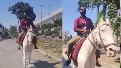 Watch: Man Rides Horse To Office Amid Fuel Rumours, Video Goes Viral