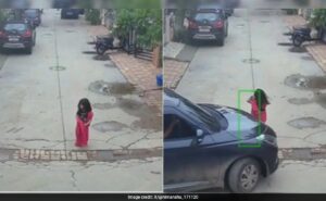 Captured on Cam: Minor Driving Car Without Number Plate Runs Over Toddler In Ahmedabad, Child Miraculously Survives