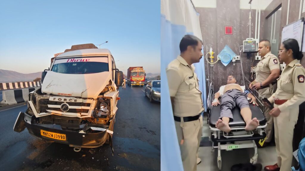Pune: RTO Officials’ Quick Response Ensures Golden Hour Treatment For Two Injured In Container–Tempo Traveller Crash Near Khed Shivapur Toll Plaza