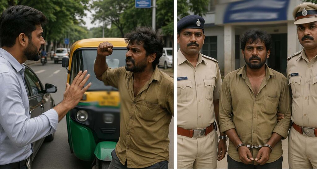 Autorickshaw driver assaults real estate consultant after being pulled up for wrong-side driving, held