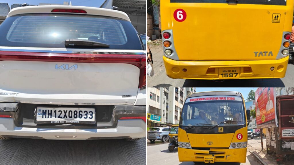 Pune: Mansukhbhai Kothari School Bus Hits Car Near Salunke Vihar Road
