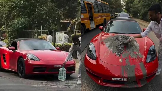 Bengaluru Viral Video: Man Uses Porsche Car To Fill Pothole, Sparks Mixed Reactions