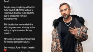 Pune Concert Of Yo Yo Honey Singh Postponed To April 18 