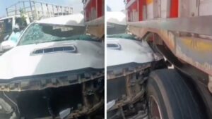 Accident on Navale Bridge: Car Collides with Truck, Updates Awaited