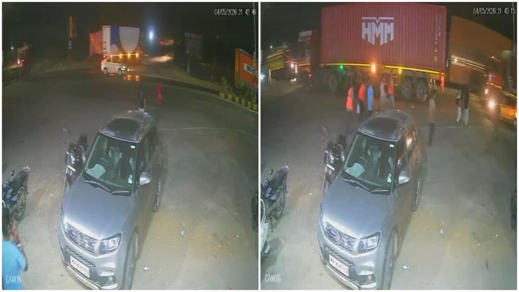 Watch: Woman Killed, Husband Critically Injured After Tempo Hits Two-Wheeler in Pune’s Talegaon Ambi; CCTV Footage Goes Viral