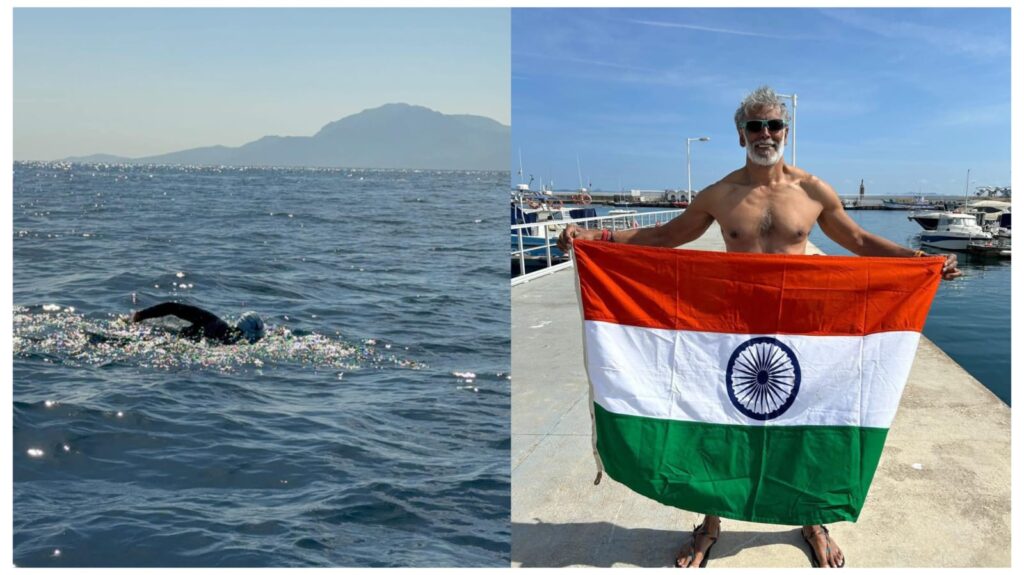 Milind Soman Completes 15 Km Gibraltar Swim at 60