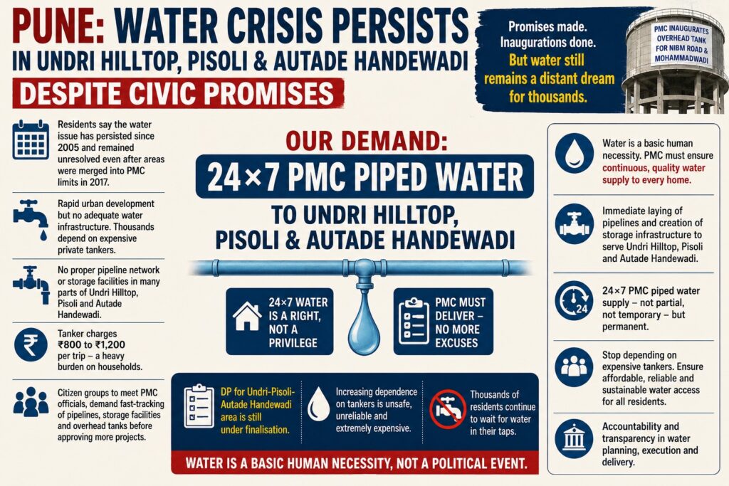 Pune: Water Crisis Persists In Undri Hilltop, Pisoli, Handewadi Despite Civic Promises