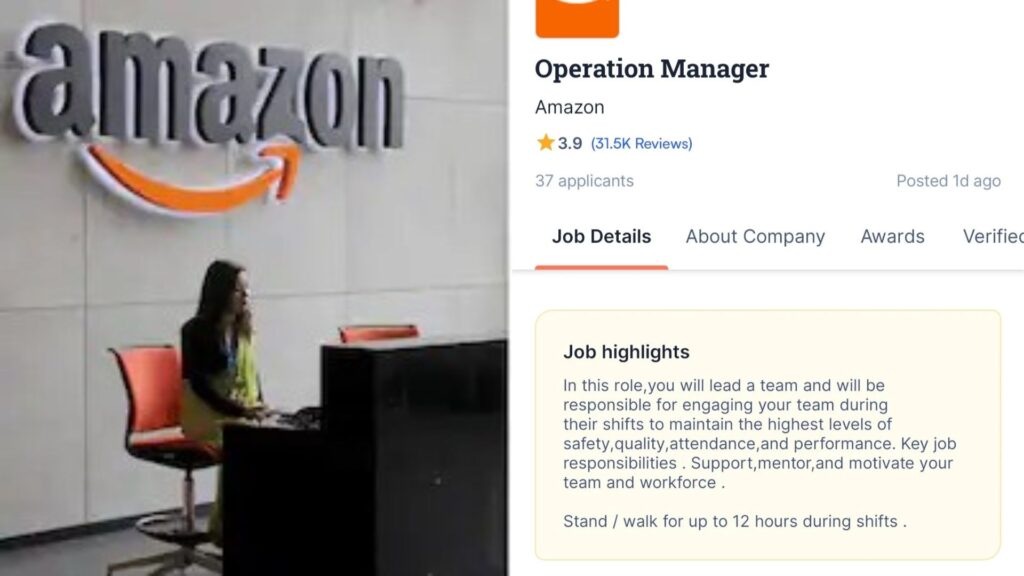 Amazon Hyderabad Job Post Triggers Debate After Requiring Employees To Stand Or Walk For Up To 12 Hours Per Shift