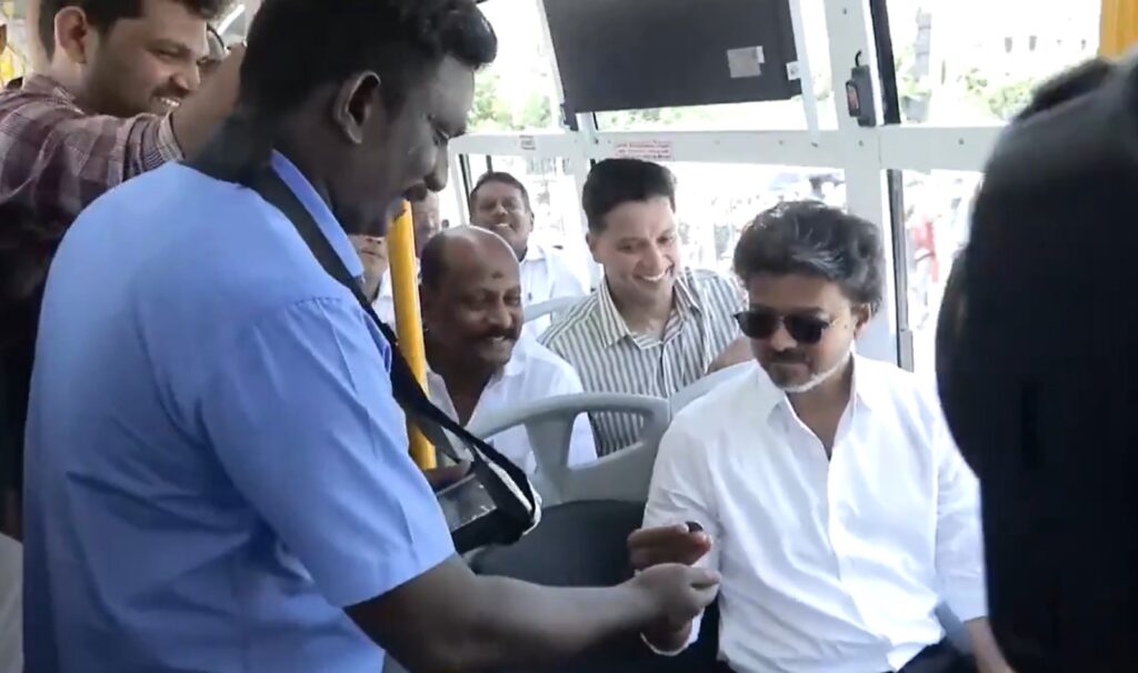 CM Vijay Takes a Ticket and Rides a Bus, Internet Applauds His Humble Move