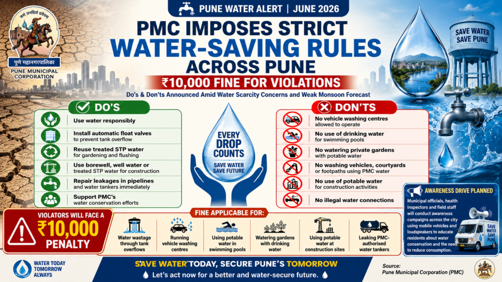 Pune: PMC Imposes Strict Water-Saving Rules; Defines Do's And Don'ts