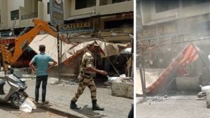 Pune: PMC Demolishes Illegal Sheds Outside Shops On NIBM Road In Kondhwa