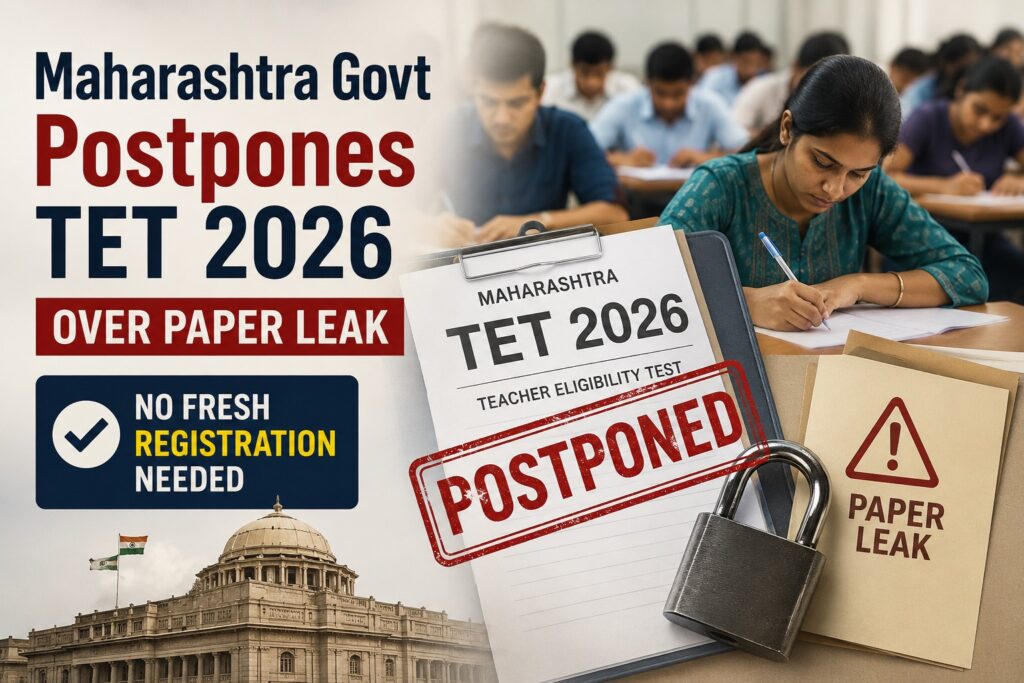 Maharashtra Govt Postpones TET 2026 Over Paper Leak, Says No Fresh Registration Needed