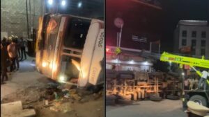 Three Killed After Cement Tanker Overturns Near Navale Bridge in Pune