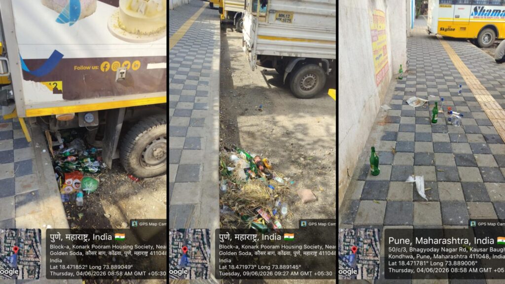 Pune: Footpath Outside Konark Puram Society In Kondhwa Turns Into Late-Night Drinking Spot