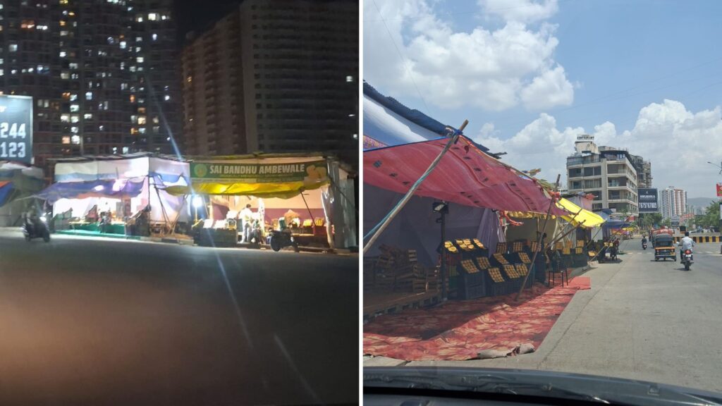 Pune: Residents Demand Anti-Encroachment Drive As Mango Vendors Occupy Roads and Footpaths Near Raheja Circle At NIBM Annexe In Mohammadwadi