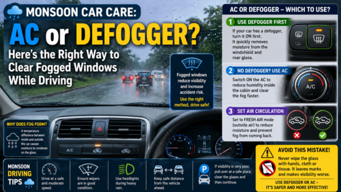 Monsoon Car Care: AC or Defogger? Here's the Right Way to Clear Fogged Windows While Driving