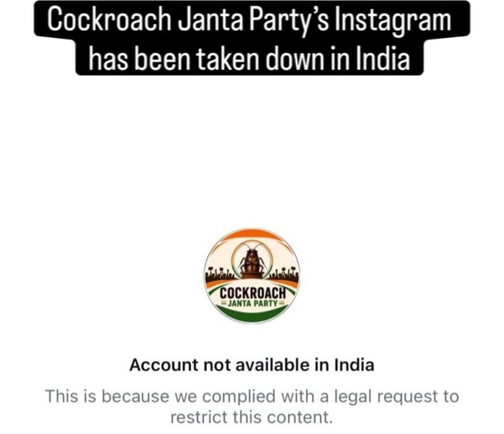 Cockroach Janta Party's Instagram Account Restricted in India; Here's Why
