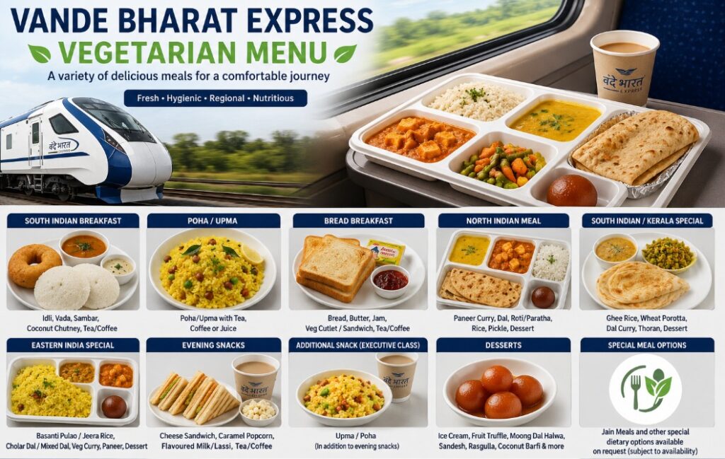 Vande Bharat Express Vegetarian Menu: Regional Meals Served Onboard Across India